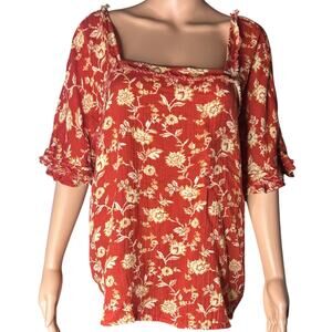Wimberly oversized floral square neckline top size large